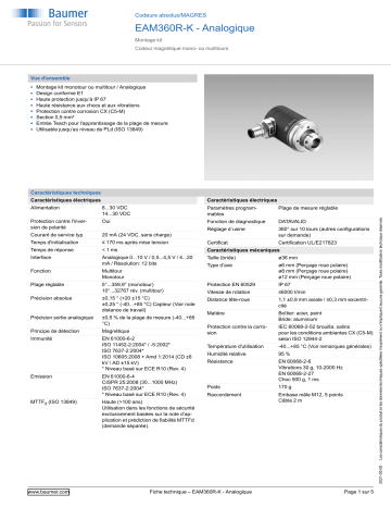 Baumer EAM360R-K - Analog Absolute encoder Fiche technique | Fixfr