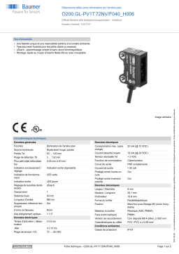 Baumer O200.GL-PV1T.72NV/F040_H006 Diffuse sensor Fiche technique