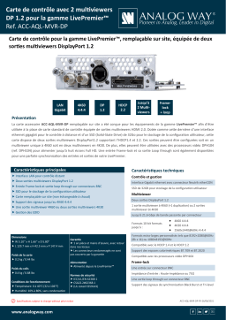 Analog way Control card with two DisplayPort 1.2 multiviewer ports for LivePremier series Fiche technique