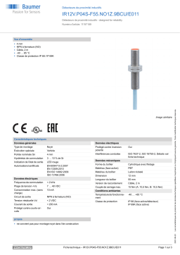 Baumer IR12V.P04S-F55.NO1Z.9BCU/E011 Inductive proximity switch Fiche technique