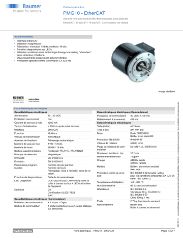 Baumer PMG10 - EtherCAT Absolute encoder Fiche technique | Fixfr