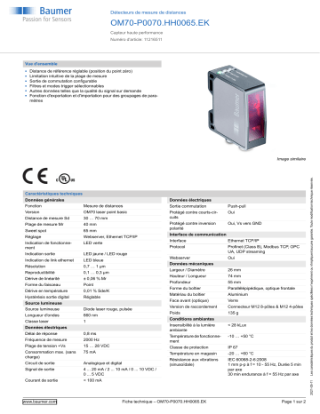 Baumer OM70-P0070.HH0065.EK Distance sensor Fiche technique | Fixfr