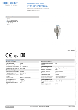 Baumer IFRM 08N3713/KS35L Inductive proximity switch Fiche technique