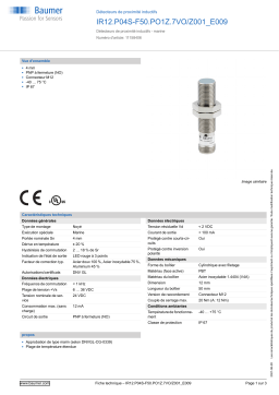 Baumer IR12.P04S-F50.PO1Z.7VO/Z001_E009 Inductive proximity switch Fiche technique