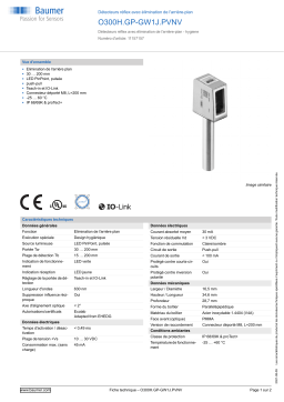 Baumer O300H.GP-GW1J.PVNV Diffuse sensor Fiche technique