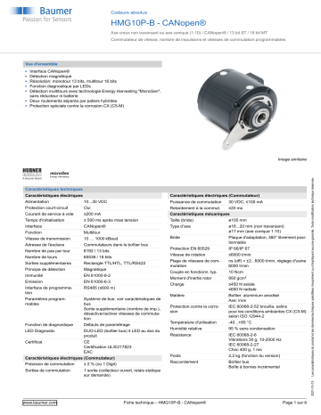 Baumer HMG10P-B - CANopen® Absolute encoder Fiche technique | Fixfr