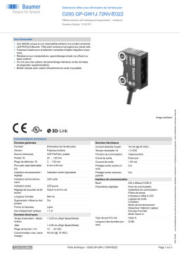 Baumer O200.GP-GW1J.72NV/E022 Diffuse sensor Fiche technique