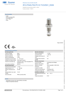 Baumer IR12.P04S-F50.PC1Z.7VO/Z001_E009 Inductive proximity switch Fiche technique