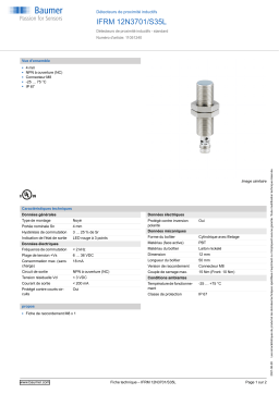 Baumer IFRM 12N3701/S35L Inductive proximity switch Fiche technique