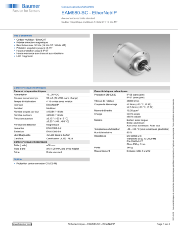 Baumer EAM580-SC - EtherNet/IP Absolute encoder Fiche technique | Fixfr