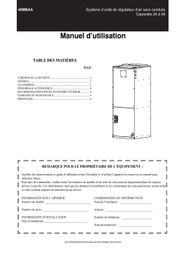 Bryant 40MBAA Preferred™ Air Handler Dutcless System Manuel du propriétaire