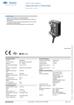 Baumer O200.ZR-GW1J.72NV/E026 Diffuse sensor Fiche technique