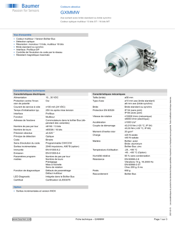 Baumer GXMMW Absolute encoder Fiche technique | Fixfr