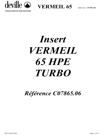 DEVILLE 65 VERMEIL HPE Turbo Insert à Bois Manuel utilisateur | Fixfr