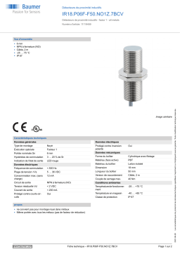 Baumer IR18.P06F-F50.NO1Z.7BCV Inductive proximity switch Fiche technique