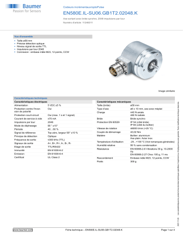 Baumer EN580E.IL-SU06.GB1T2.02048.K Incremental encoder Fiche technique | Fixfr