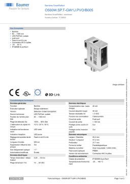 Baumer O500W.SP.T-GW1J.PVO/B005 SmartReflect Light barrier Fiche technique