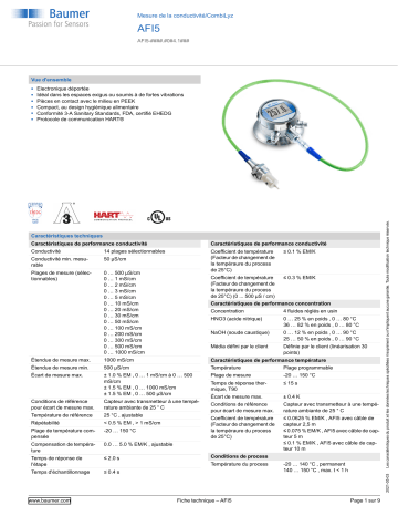 Baumer AFI5 Conductivity measurement Fiche technique | Fixfr