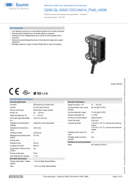 Baumer O200.GL-GW2I.72CV/A014_F040_H006 Diffuse sensor Fiche technique