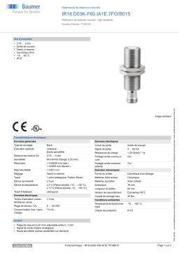 Baumer IR18.D03K-F60.IA1E.7FO/B015 Inductive distance sensor Fiche technique