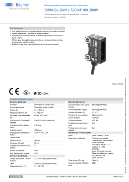 Baumer O200.GL-GW1J.72CV/F160_B005 Diffuse sensor Fiche technique