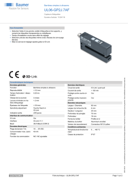 Baumer UL06-GP2J.7AF Ultrasonic through beam sensor Fiche technique