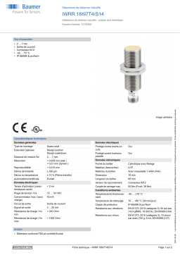 Baumer IWRR 18I97T4/S14 Inductive distance sensor Fiche technique