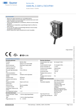 Baumer O200.RL.C-GW1J.72CV/FIN1 Retro-reflective sensor Fiche technique