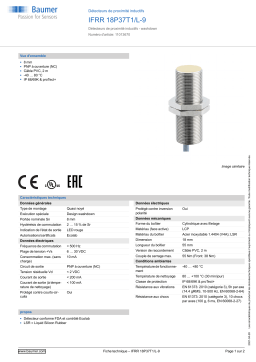 Baumer IFRR 18P37T1/L-9 Inductive proximity switch Fiche technique