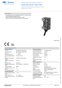 Baumer O200.GR-GD1E.72NV/T007 Diffuse sensor Fiche technique