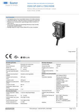 Baumer O200.GP-GW1J.72NV/H006 Diffuse sensor Fiche technique