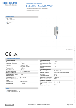 Baumer IF08.D02S-F16.UA1Z.7WCV Inductive distance sensor Fiche technique