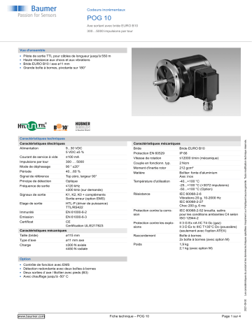 Baumer POG 10 Incremental encoder Fiche technique | Fixfr