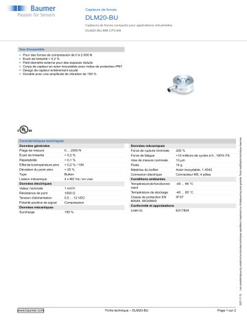 Baumer DLM20-BU Force sensor Fiche technique | Fixfr