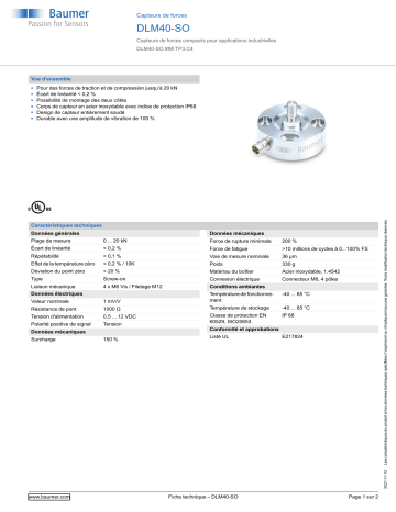 Baumer DLM40-SO Force sensor Fiche technique | Fixfr