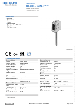 Baumer O300H.EL-GW1B.PVNV Through beam sensor Fiche technique