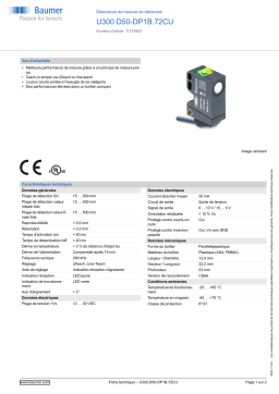 Baumer U300.D50-DP1B.72CU Ultrasonic distance measuring sensor Fiche technique