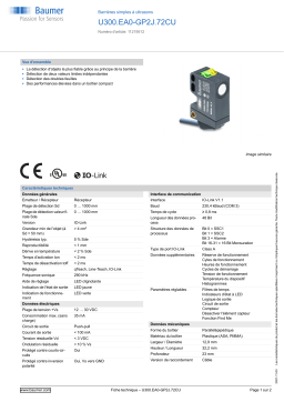 Baumer U300.EA0-GP2J.72CU Ultrasonic through beam sensor Fiche technique