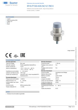 Baumer IR18.P15S-N35.NC1Z.7BCV Inductive proximity switch Fiche technique