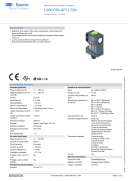 Baumer U300.P50-GP1J.72N Ultrasonic proximity sensor Fiche technique