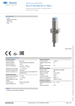 Baumer IR12.P10S-N50.NC1Z.7BCV Inductive proximity switch Fiche technique