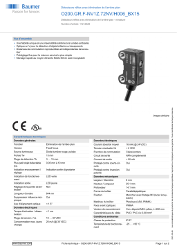 Baumer O200.GR.F-NV1Z.72NV/H006_BX15 Diffuse sensor Fiche technique