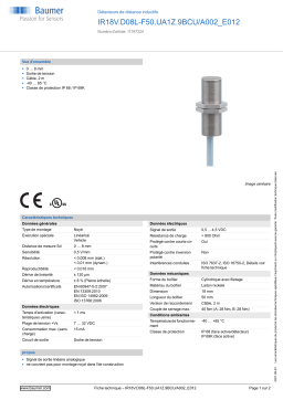 Baumer IR18V.D08L-F50.UA1Z.9BCU/A002_E012 Inductive distance sensor Fiche technique