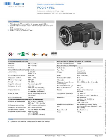 Baumer POG 9 + FSL Incremental encoders - combination Fiche technique | Fixfr
