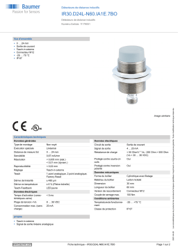 Baumer IR30.D24L-N60.IA1E.7BO Inductive distance sensor Fiche technique