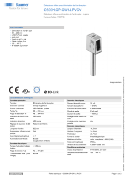 Baumer O300H.GP-GW1J.PVCV Diffuse sensor Fiche technique