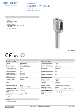 Baumer O500H.RP-GW1B.PVOV Retro-reflective sensor Fiche technique