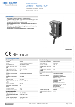 Baumer O200.SP.T-GW1J.72CV SmartReflect Light barrier Fiche technique