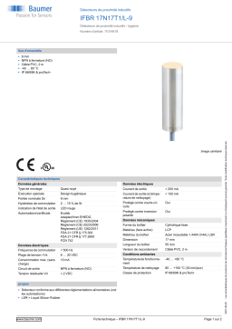 Baumer IFBR 17N17T1/L-9 Inductive proximity switch Fiche technique