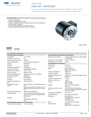 Baumer PMG10P - PROFINET Absolute encoder Fiche technique | Fixfr